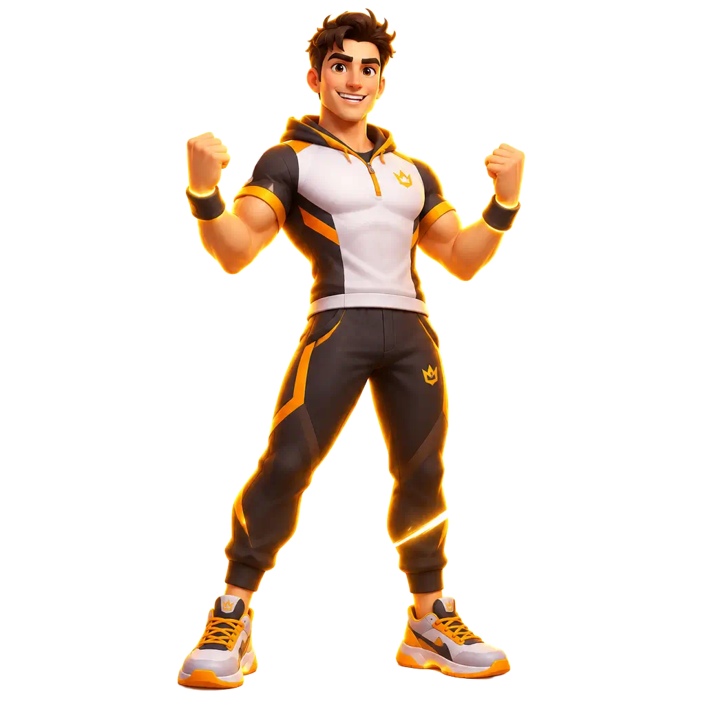 Boneco do Jogador Nº 1: com energia, feliz e realizado